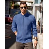 COOFANDY Mens Cardigan Sweater Cable Knitted Full Zip Sweaters with Pockets | Warm Ribbed Cuff Zip Sweater, Two Front Pockets Sweater for Fall & Winter, Casual & Christmas Gift(Deep Blue)