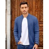 COOFANDY Mens Cardigan Sweater Cable Knitted Full Zip Sweaters with Pockets | Warm Ribbed Cuff Zip Sweater, Two Front Pockets Sweater for Fall & Winter, Casual & Christmas Gift(Deep Blue)
