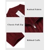COOFANDY Mens Cardigan Sweater Cable Knitted Full Zip Sweaters with Pockets | Warm Ribbed Cuff Zip Sweater, Two Front Pockets Sweater for Fall & Winter, Casual & Christmas Gift(Wine Red)