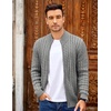 COOFANDY Mens Cardigan Sweater Cable Knitted Full Zip Sweaters with Pockets | Warm Ribbed Cuff Zip Sweater, Two Front Pockets Sweater for Fall & Winter, Casual & Christmas Gift(Light Grey)