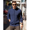 COOFANDY Mens Cardigan Sweater Cable Knitted Full Zip Sweaters with Pockets | Warm Ribbed Cuff Zip Sweater, Two Front Pockets Sweater for Fall & Winter, Casual & Christmas Gift(Blue)