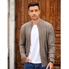 COOFANDY Mens Cardigan Sweater Cable Knitted Full Zip Sweaters with Pockets | Warm Ribbed Cuff Zip Sweater, Two Front Pockets Sweater for Fall & Winter, Casual & Christmas Gift(Heathered Brown)
