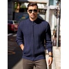 COOFANDY Mens Cardigan Sweater Cable Knitted Full Zip Sweaters with Pockets | Warm Ribbed Cuff Zip Sweater, Two Front Pockets Sweater for Fall & Winter, Casual & Christmas Gift(Navy Blue)
