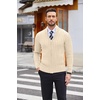 COOFANDY Mens Cardigan Sweater Cable Knitted Full Zip Sweaters with Pockets | Warm Ribbed Cuff Zip Sweater, Two Front Pockets Sweater for Fall & Winter, Casual & Christmas Gift(Beige)