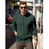 COOFANDY Mens Cardigan Sweater Cable Knitted Full Zip Sweaters with Pockets | Warm Ribbed Cuff Zip Sweater, Two Front Pockets Sweater for Fall & Winter, Casual & Christmas Gift(Green)