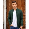 COOFANDY Mens Cardigan Sweater Cable Knitted Full Zip Sweaters with Pockets | Warm Ribbed Cuff Zip Sweater, Two Front Pockets Sweater for Fall & Winter, Casual & Christmas Gift(Green)
