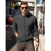 COOFANDY Mens Cardigan Sweater Cable Knitted Full Zip Sweaters with Pockets | Warm Ribbed Cuff Zip Sweater, Two Front Pockets Sweater for Fall & Winter, Casual & Christmas Gift(Grey)