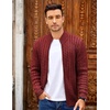 COOFANDY Mens Cardigan Sweater Cable Knitted Full Zip Sweaters with Pockets | Warm Ribbed Cuff Zip Sweater, Two Front Pockets Sweater for Fall & Winter, Casual & Christmas Gift(Wine Red)