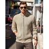 COOFANDY Mens Cardigan Sweater Cable Knitted Full Zip Sweaters with Pockets | Warm Ribbed Cuff Zip Sweater, Two Front Pockets Sweater for Fall & Winter, Casual & Christmas Gift(Khaki)