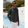 COOFANDY Men’s Cotton Linen Button Down Shirts Long Sleeve Casual Summer Beach Shirts for Men(1- Black)
