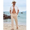 COOFANDY Mens Cotton Linen Pants Casual Lightweight Summer Beach Dress Pant | Light Weight, Drawstring, Elastic Waist, Stretch, Soft, Breathable, Classic Fit, Summer Vacation(Light Khaki)