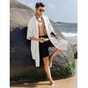 COOFANDY Men’s Long Shawl Collar Linen Cardigan Lightweight Kimono Robe | Open Front Drape Cape Kaftan, Summer Beach Pool Cover Up, Burning Man Rave Festival Outfits, Cardigan Jackets(Typeb-white)
