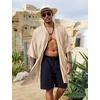 COOFANDY Men’s Long Shawl Collar Linen Cardigan Lightweight Kimono Robe | Open Front Drape Cape Kaftan, Summer Beach Pool Cover Up, Burning Man Rave Festival Outfits, Cardigan Jackets(Khaki)