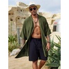 COOFANDY Men’s Long Shawl Collar Linen Cardigan Lightweight Kimono Robe | Open Front Drape Cape Kaftan, Summer Beach Pool Cover Up, Burning Man Rave Festival Outfits, Cardigan Jackets(Army Green)
