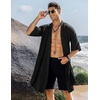 COOFANDY Men’s Long Shawl Collar Linen Cardigan Lightweight Kimono Robe | Open Front Drape Cape Kaftan, Summer Beach Pool Cover Up, Burning Man Rave Festival Outfits, Cardigan Jackets(Typeb-black)