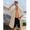 COOFANDY Men’s Long Shawl Collar Linen Cardigan Lightweight Kimono Robe | Open Front Drape Cape Kaftan, Summer Beach Pool Cover Up, Burning Man Rave Festival Outfits, Cardigan Jackets(Beige)