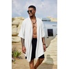 COOFANDY Men’s Long Shawl Collar Linen Cardigan Lightweight Kimono Robe | Open Front Drape Cape Kaftan, Summer Beach Pool Cover Up, Burning Man Rave Festival Outfits, Cardigan Jackets(Typeb-white)