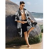 COOFANDY Men’s Long Shawl Collar Linen Cardigan Lightweight Kimono Robe | Open Front Drape Cape Kaftan, Summer Beach Pool Cover Up, Burning Man Rave Festival Outfits, Cardigan Jackets(Black (Tie Dye Print))