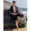 COOFANDY Men’s Long Shawl Collar Linen Cardigan Lightweight Kimono Robe | Open Front Drape Cape Kaftan, Summer Beach Pool Cover Up, Burning Man Rave Festival Outfits, Cardigan Jackets(Navy Blue)