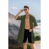 COOFANDY Men’s Long Shawl Collar Linen Cardigan Lightweight Kimono Robe | Open Front Drape Cape Kaftan, Summer Beach Pool Cover Up, Burning Man Rave Festival Outfits, Cardigan Jackets(Army Green)