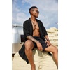 COOFANDY Men’s Long Shawl Collar Linen Cardigan Lightweight Kimono Robe | Open Front Drape Cape Kaftan, Summer Beach Pool Cover Up, Burning Man Rave Festival Outfits, Cardigan Jackets(Typeb-black)