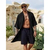 COOFANDY Men’s Long Shawl Collar Linen Cardigan Lightweight Kimono Robe | Open Front Drape Cape Kaftan, Summer Beach Pool Cover Up, Burning Man Rave Festival Outfits, Cardigan Jackets(Typeb-black)