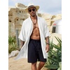 COOFANDY Men’s Long Shawl Collar Linen Cardigan Lightweight Kimono Robe | Open Front Drape Cape Kaftan, Summer Beach Pool Cover Up, Burning Man Rave Festival Outfits, Cardigan Jackets(Typeb-white)