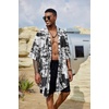 COOFANDY Men’s Long Shawl Collar Linen Cardigan Lightweight Kimono Robe | Open Front Drape Cape Kaftan, Summer Beach Pool Cover Up, Burning Man Rave Festival Outfits, Cardigan Jackets(Black (Tie Dye Print))