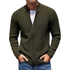 COOFANDY Mens Cardigan Sweater Cable Knitted Full Zip Sweaters with Pockets | Warm Ribbed Cuff Zip Sweater, Two Front Pockets Sweater for Fall & Winter, Casual & Christmas Gift(Army Green)