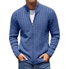COOFANDY Mens Cardigan Sweater Cable Knitted Full Zip Sweaters with Pockets | Warm Ribbed Cuff Zip Sweater, Two Front Pockets Sweater for Fall & Winter, Casual & Christmas Gift(Deep Blue)