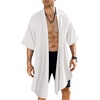 COOFANDY Men’s Long Shawl Collar Linen Cardigan Lightweight Kimono Robe | Open Front Drape Cape Kaftan, Summer Beach Pool Cover Up, Burning Man Rave Festival Outfits, Cardigan Jackets(Typeb-white)