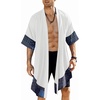COOFANDY Men’s Long Shawl Collar Linen Cardigan Lightweight Kimono Robe | Open Front Drape Cape Kaftan, Summer Beach Pool Cover Up, Burning Man Rave Festival Outfits, Cardigan Jackets(White)