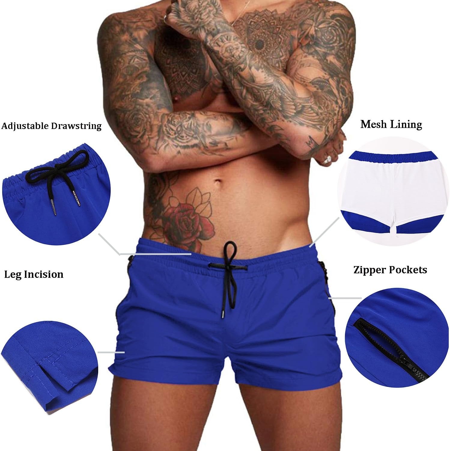 image:imageCOOFANDY Mens Swim Trunk Quick Dry Swimwear Mesh Lining Bathing Suit Two Zippered Pockets Drawstring Swim Shorts for Beach Vacation Party Cruise and Daily Casual WearSky Blue