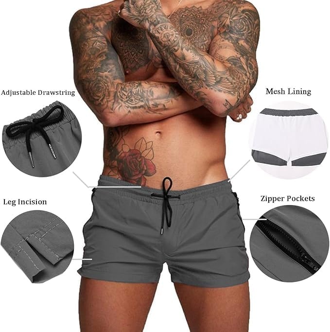 image:imageCOOFANDY Mens Swim Trunk Quick Dry Swimwear Mesh Lining Bathing Suit Two Zippered Pockets Drawstring Swim Shorts for Beach Vacation Party Cruise and Daily Casual WearDark Grey