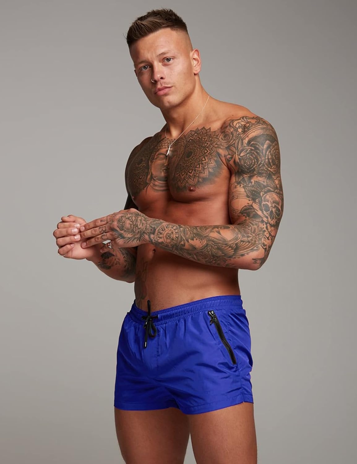 image:imageCOOFANDY Mens Swim Trunk Quick Dry Swimwear Mesh Lining Bathing Suit Two Zippered Pockets Drawstring Swim Shorts for Beach Vacation Party Cruise and Daily Casual WearSky Blue