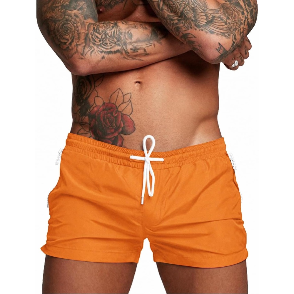 image:imageCOOFANDY Mens Swim Trunk Quick Dry Swimwear Mesh Lining Bathing Suit  Two Zippered Pockets Drawstring Swim Shorts for Beach Vacation Party Cruise and Daily Casual WearOrange