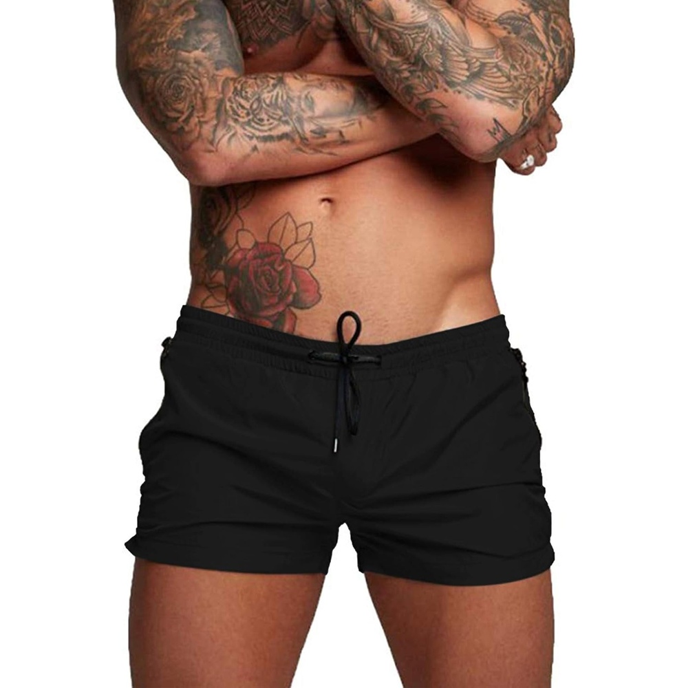 image:imageCOOFANDY Mens Swim Trunk Quick Dry Swimwear Mesh Lining Bathing Suit  Two Zippered Pockets Drawstring Swim Shorts for Beach Vacation Party Cruise and Daily Casual WearBlack