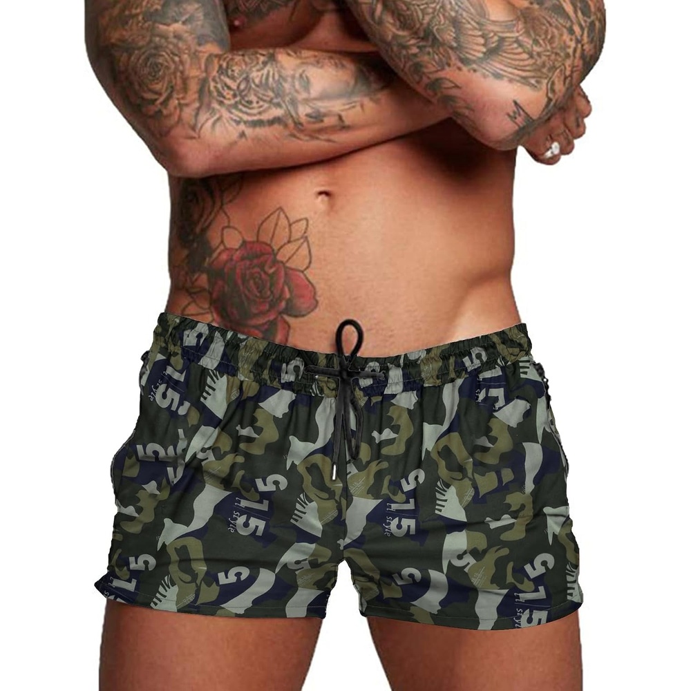 image:imageCOOFANDY Mens Swim Trunk Quick Dry Swimwear Mesh Lining Bathing Suit Two Zippered Pockets Drawstring Swim Shorts for Beach Vacation Party Cruise and Daily Casual WearGreen Camouflage