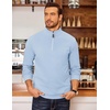 COOFANDY Men’s Fleece Quarter Zip Pullover Long Sleeve Mock Neck Sweatshirt(A – Light Blue)