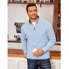 COOFANDY Men’s Fleece Quarter Zip Pullover Long Sleeve Mock Neck Sweatshirt(A – Light Blue)