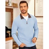 COOFANDY Men’s Fleece Quarter Zip Pullover Long Sleeve Mock Neck Sweatshirt(A – Light Blue)