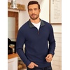 COOFANDY Men’s Fleece Quarter Zip Pullover Long Sleeve Mock Neck Sweatshirt(B – Navy Blue)