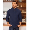 COOFANDY Men’s Fleece Quarter Zip Pullover Long Sleeve Mock Neck Sweatshirt(B – Navy Blue)