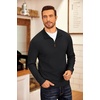 COOFANDY Men’s Fleece Quarter Zip Pullover Long Sleeve Mock Neck Sweatshirt(Solid Black)