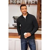 COOFANDY Men’s Fleece Quarter Zip Pullover Long Sleeve Mock Neck Sweatshirt(Solid Black)