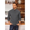 COOFANDY Men’s Fleece Quarter Zip Pullover Long Sleeve Mock Neck Sweatshirt(Solid Dark Grey)