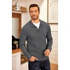 COOFANDY Men’s Fleece Quarter Zip Pullover Long Sleeve Mock Neck Sweatshirt(Solid Dark Grey)