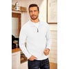 COOFANDY Men’s Fleece Quarter Zip Pullover Long Sleeve Mock Neck Sweatshirt(Solid White)
