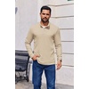 COOFANDY Mens Quarter Zip Pullover Sweater Mock Neck Sweatshirt Casual Polo | 1/4 zip pullover, Lightweight, Warm Without Bulk, Comfortable, Durability Fabric, Mock Neck Polo Sweater(Light Khaki)
