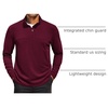 COOFANDY Mens Quarter Zip Pullover Sweater Mock Neck Sweatshirt Casual Polo | 1/4 zip pullover, Lightweight, Warm Without Bulk, Comfortable, Durability Fabric, Mock Neck Polo Sweater(Wine Red)